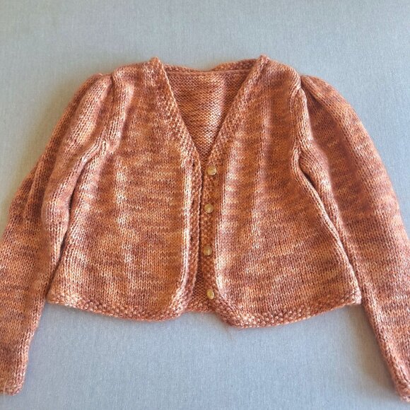 💙 Handmade Wool Cardigan Size M/L Puffed Shoulder Cottage Fall Hippie Boho Warm - Picture 8 of 8